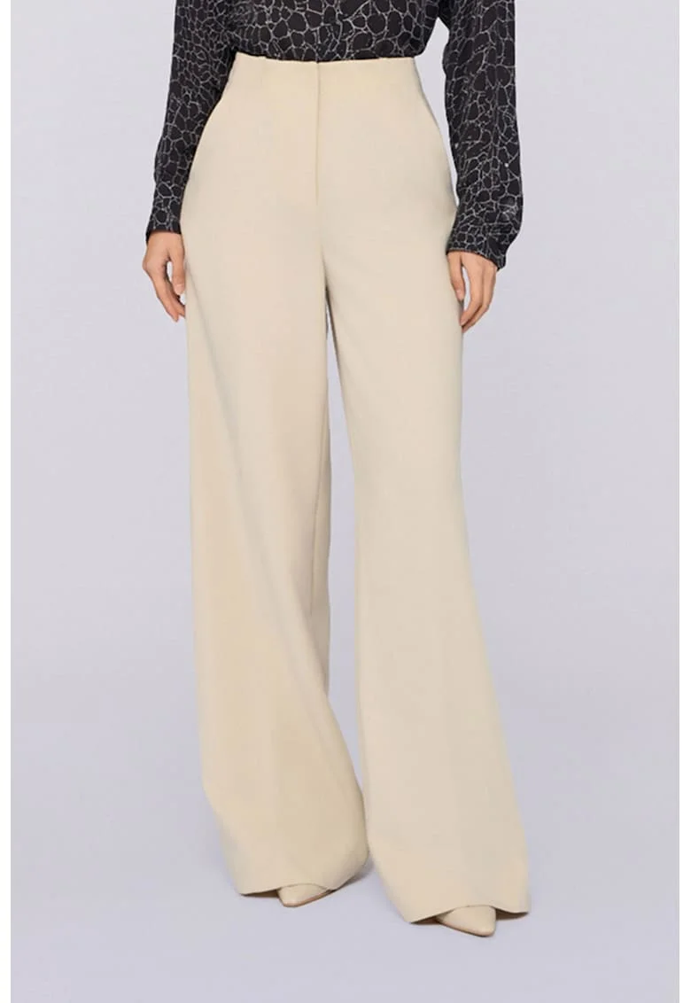 Pantaloni evazati cu talie inalta, Bej