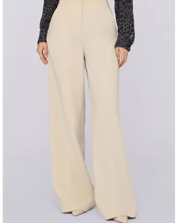 Pantaloni evazati cu talie inalta, Bej