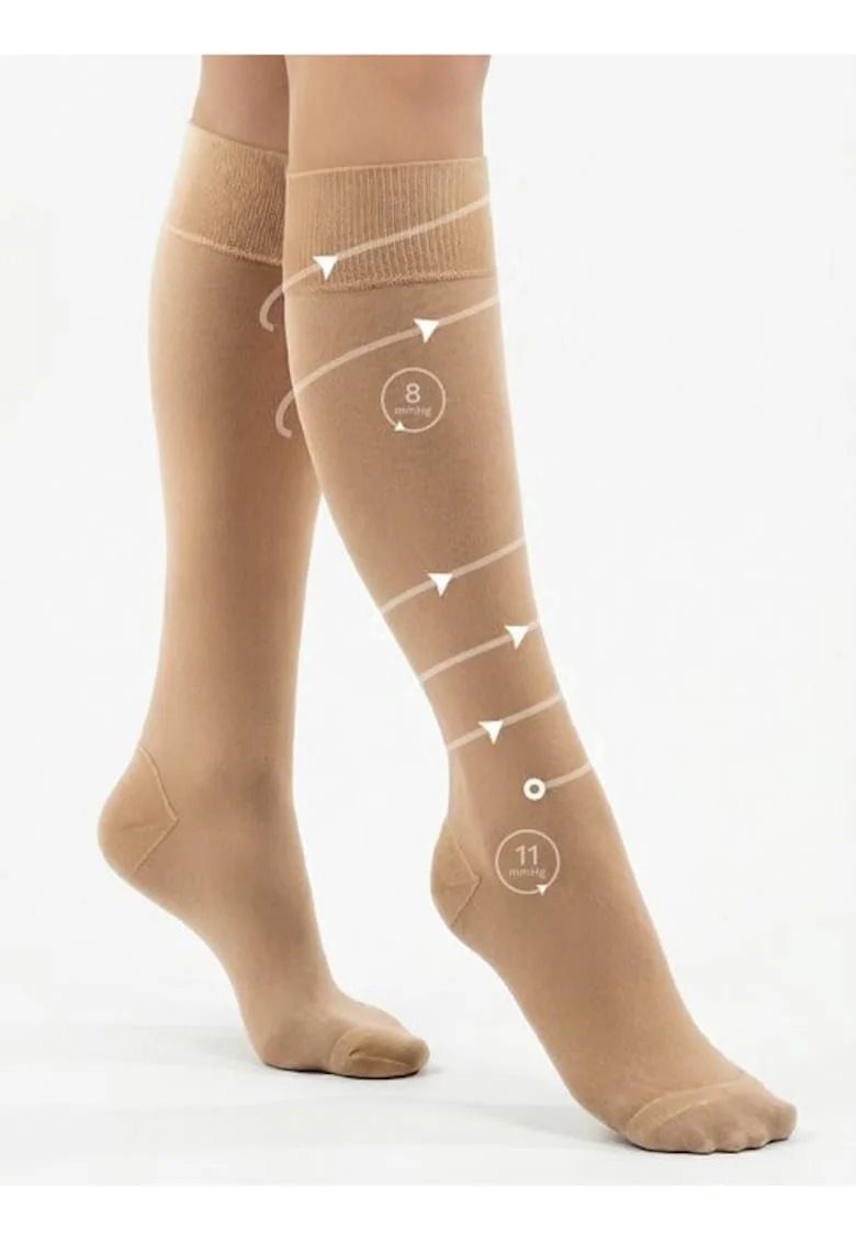 Sosete lungi compresive de preventie (8-11 mmHg)  Daily Relax 30 den, Natural