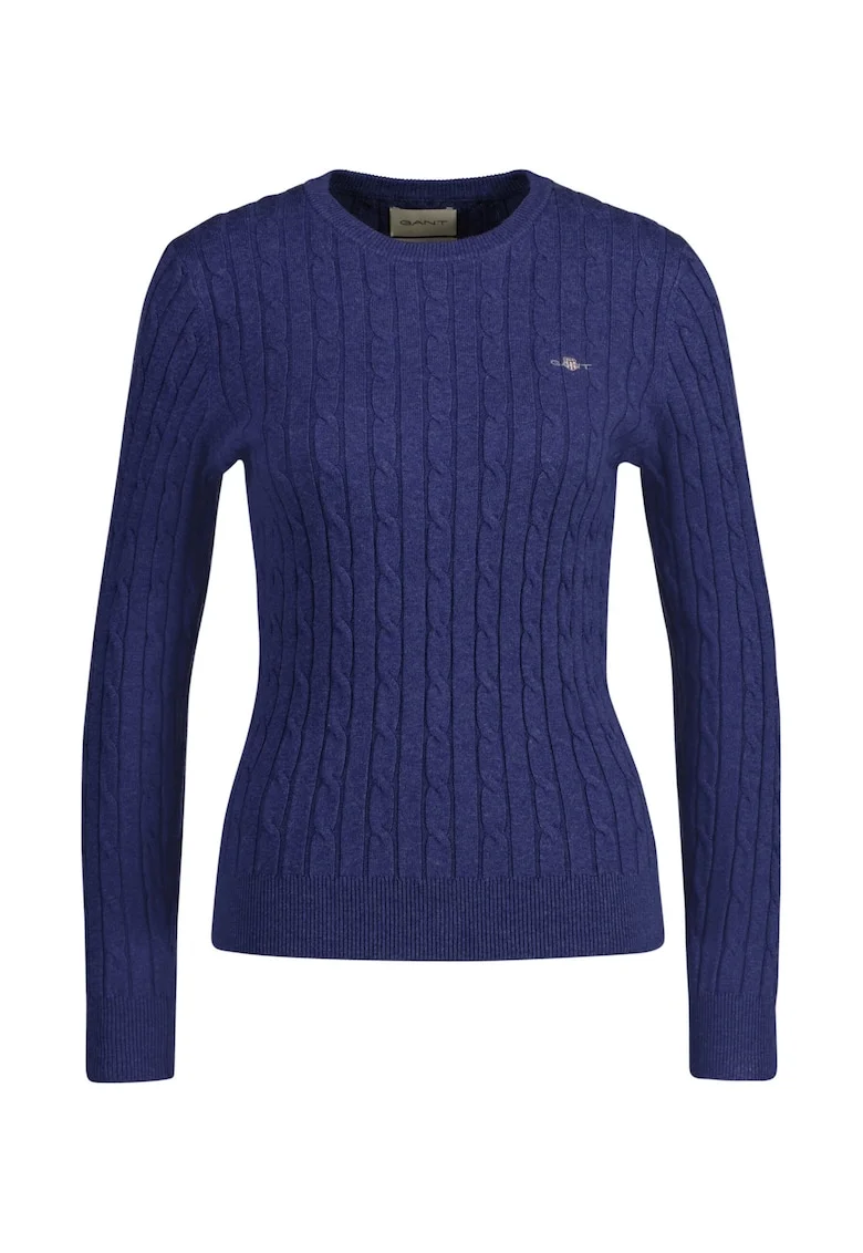 Pulover slim fit cu model torsade, Albastru oceanic