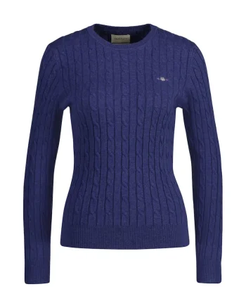 Pulover slim fit cu model torsade, Albastru oceanic