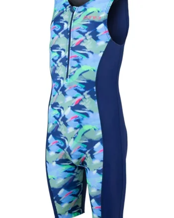 Costum triatlon copii  Digital Print, Verde/Albastru