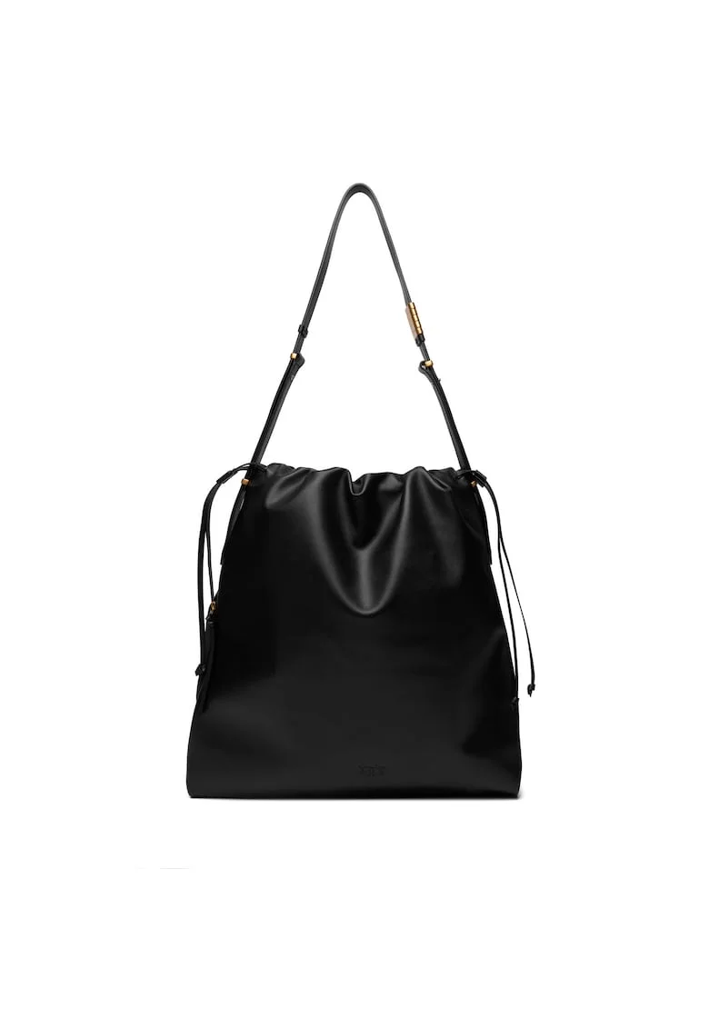 Geanta dama  Black Z99Q Slouchy, piele naturala, culoare neagra, dimensiuni 25x.