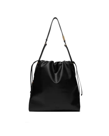 Geanta dama  Black Z99Q Slouchy, piele naturala, culoare neagra, dimensiuni 25x.