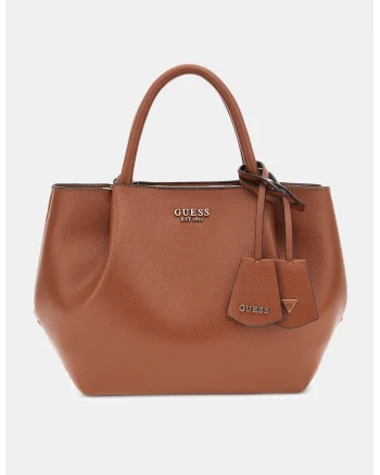 Geanta shopper din piele ecologica cu logo metalic, Portocaliu stins
