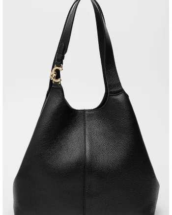 Geanta de piele cu bareta de umar C-Easy, Negru