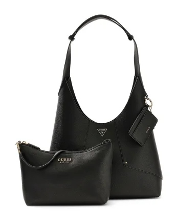 Geanta hobo din piele ecologica cu logo Darcy, Negru
