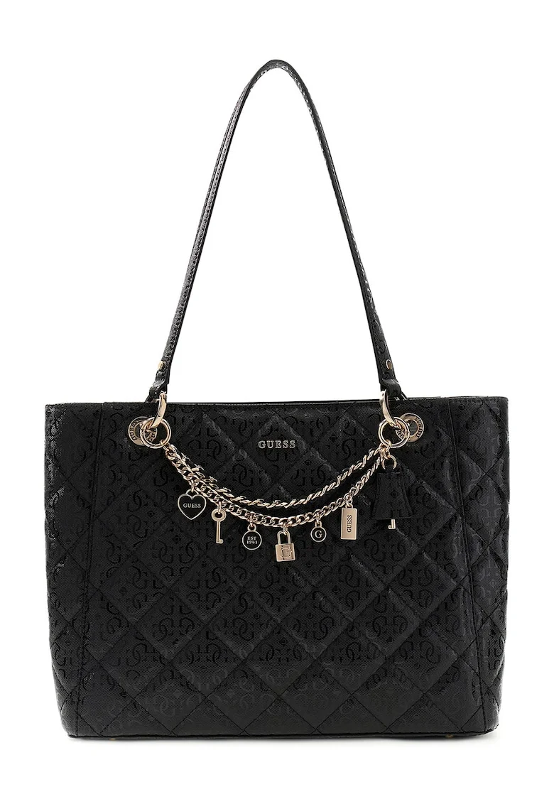 Geanta shopper cu pandantive Libby, Negru