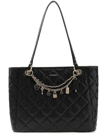 Geanta shopper cu pandantive Libby, Negru
