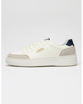 Pantofi sport low-cut de piele ecologica si piele intoarsa Straker Lea, Alb/Albastru ultramarin