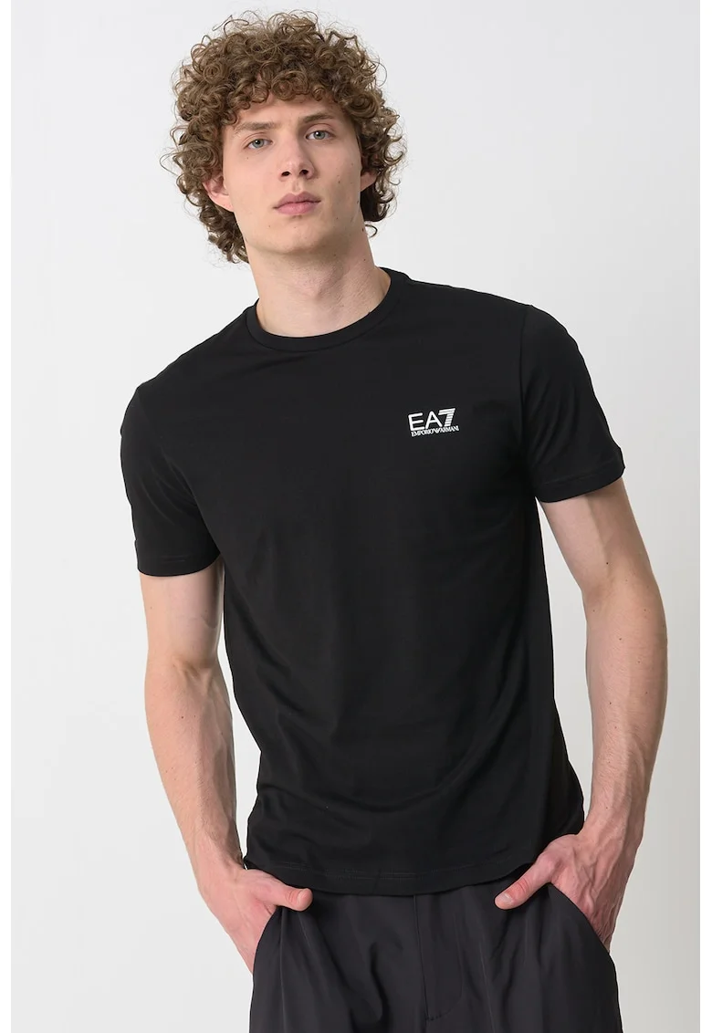 Tricou cu model uni Gircollo, Alb/Negru