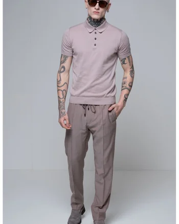 Tricou polo cu model uni, Maro taupe deschis