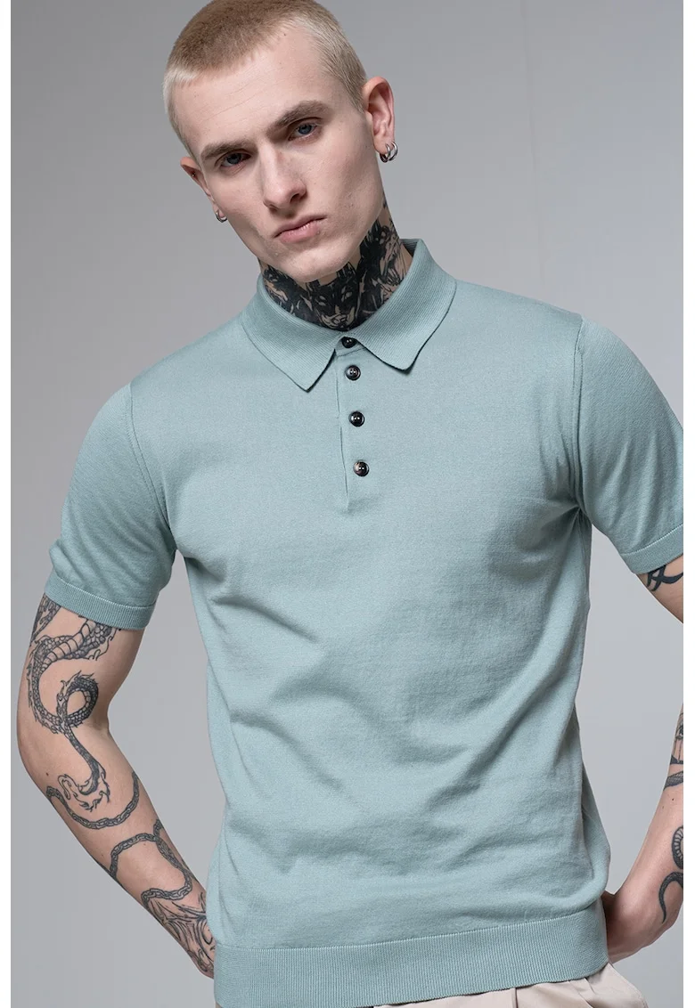 Tricou polo cu model uni, Verde deschis