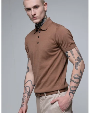 Tricou polo cu model uni, Maro