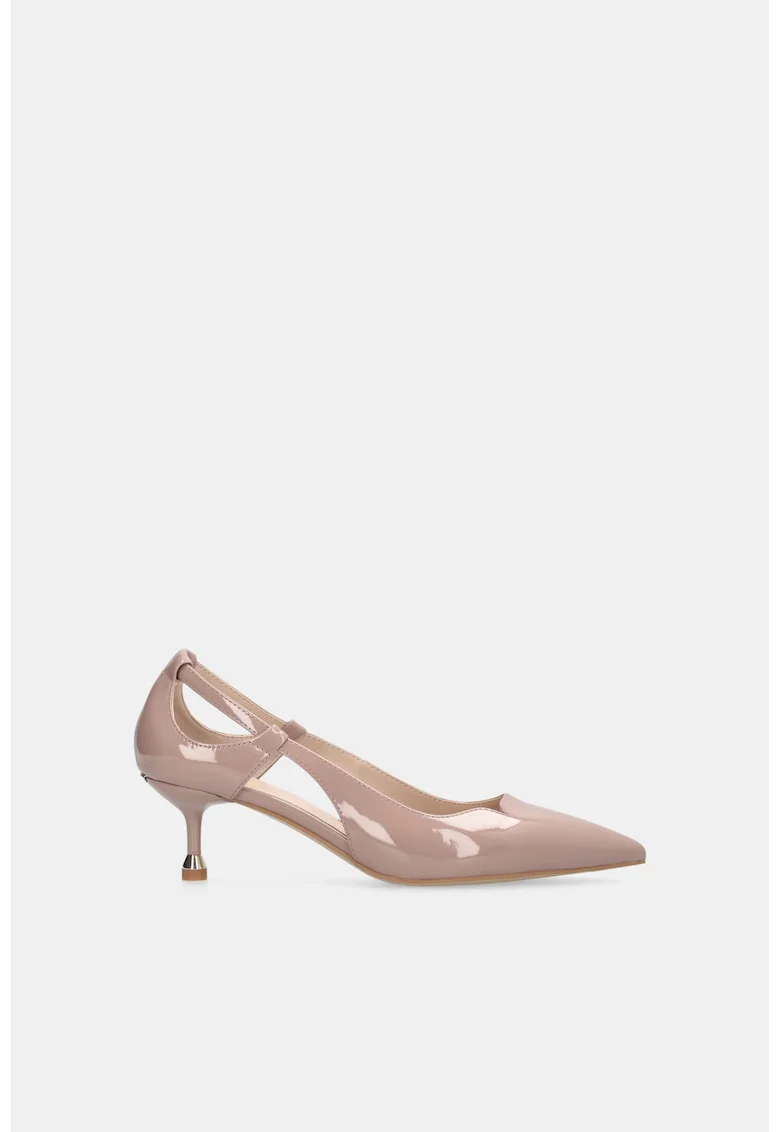 Pantofi din piele lacuta cu toc kitten, Roz pal