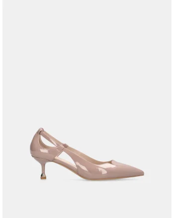 Pantofi din piele lacuta cu toc kitten, Roz pal