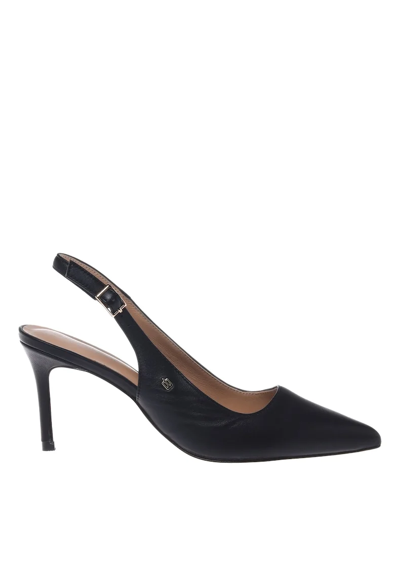 Pantofi slingback de piele cu varf ascutit, Negru