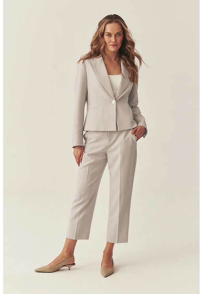 Pantaloni crop cu croiala dreapta, Bej deschis