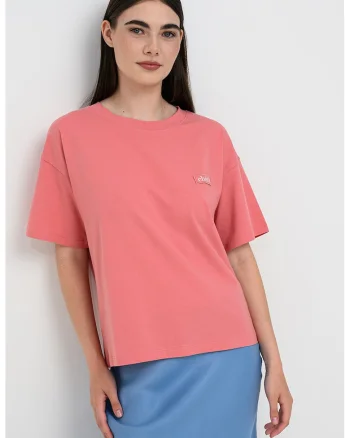 Tricou lejer din amestec de bumbac organic, Fucsia