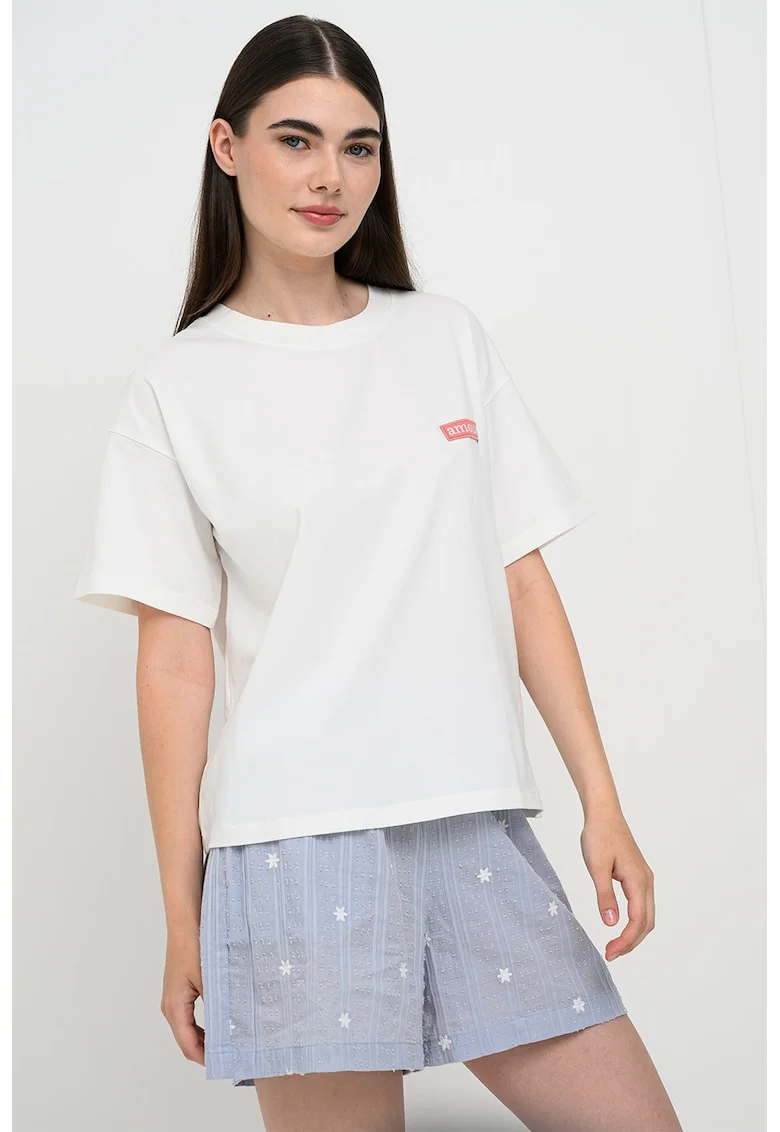 Tricou lejer din amestec de bumbac organic, Verde/Alb optic
