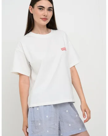 Tricou lejer din amestec de bumbac organic, Verde/Alb optic