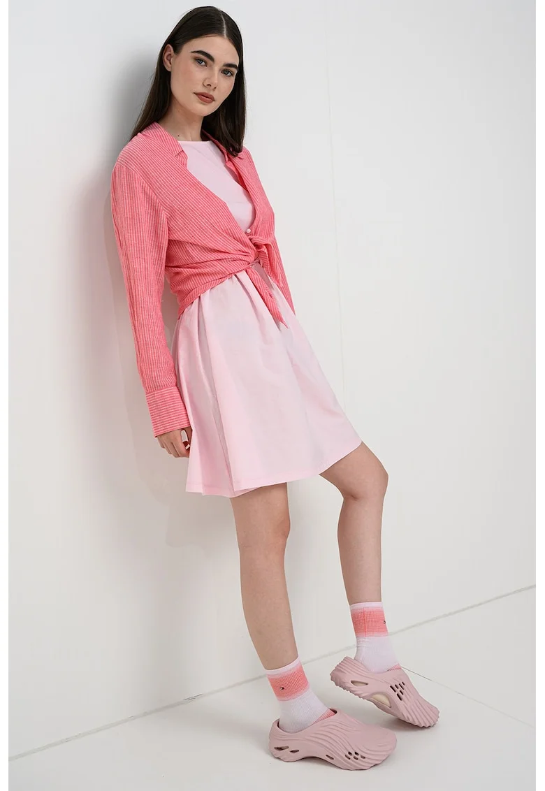 Rochie mini din amestec de bumbac organic, Roz deschis
