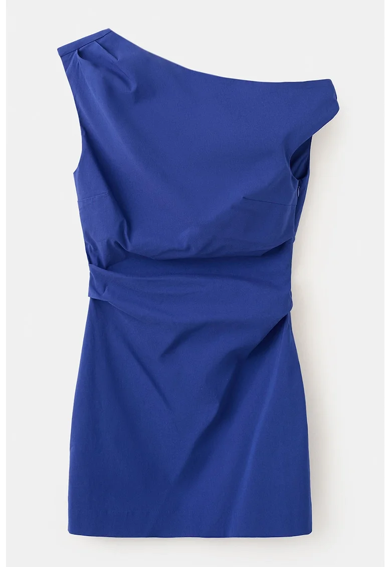 Rochie cambrata cu croiala asimetrica, Albastru inchis