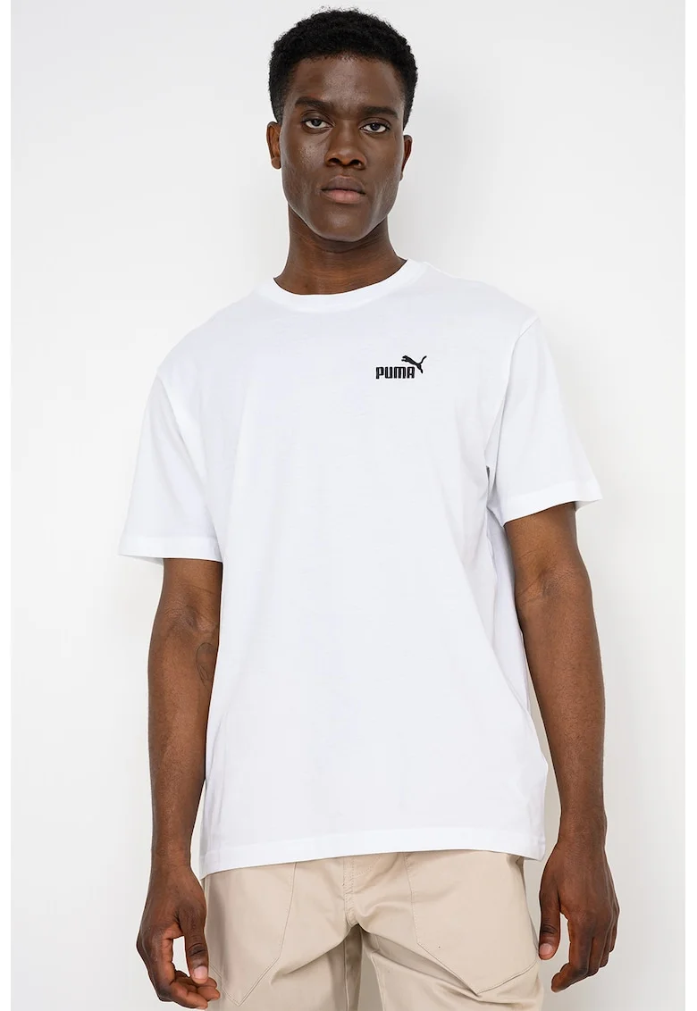 Tricou relaxed fit de bumbac cu logo pe piept Essential, Alb