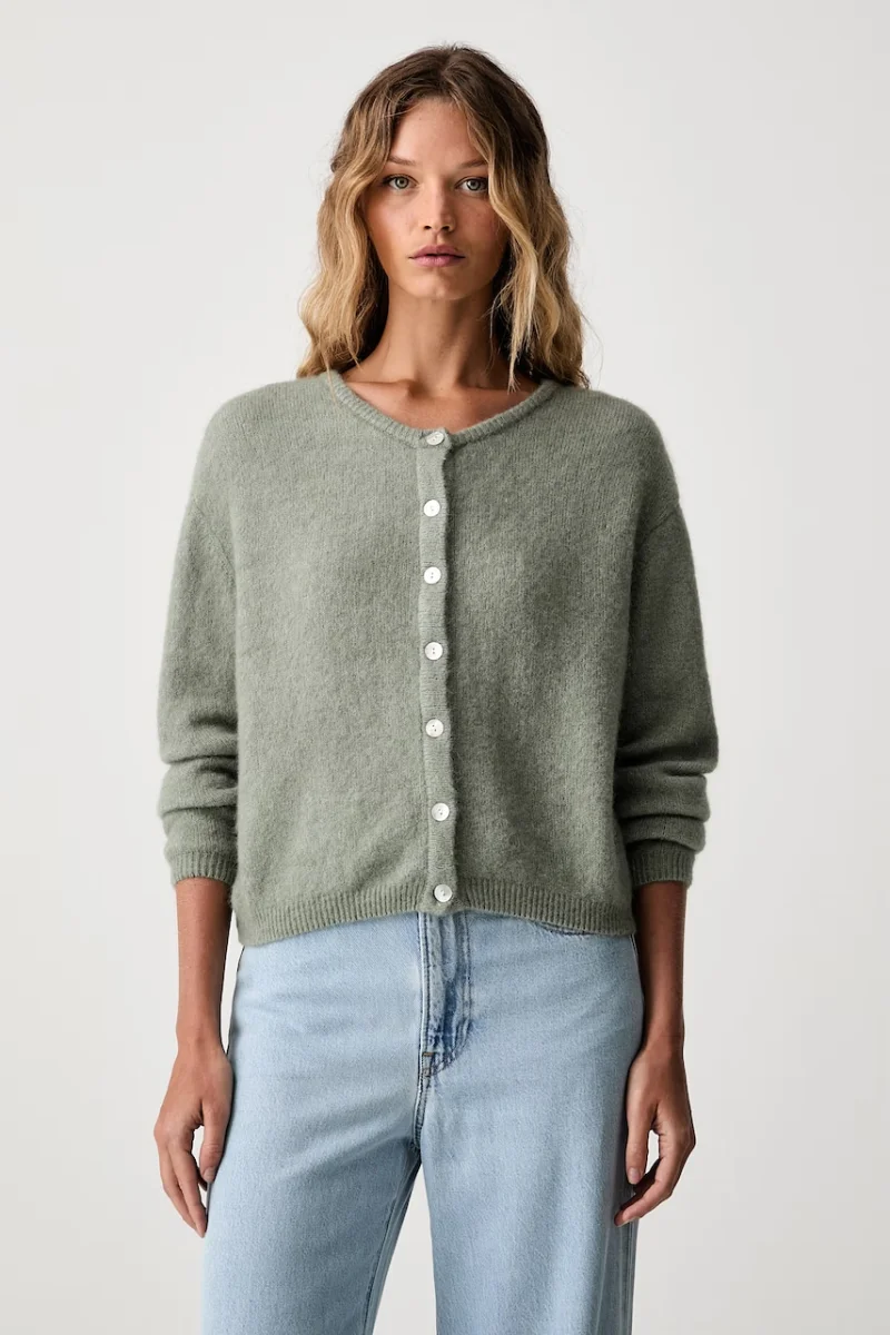 American Vintage cardigan pentru femei cu lână GILET ML COL ROND