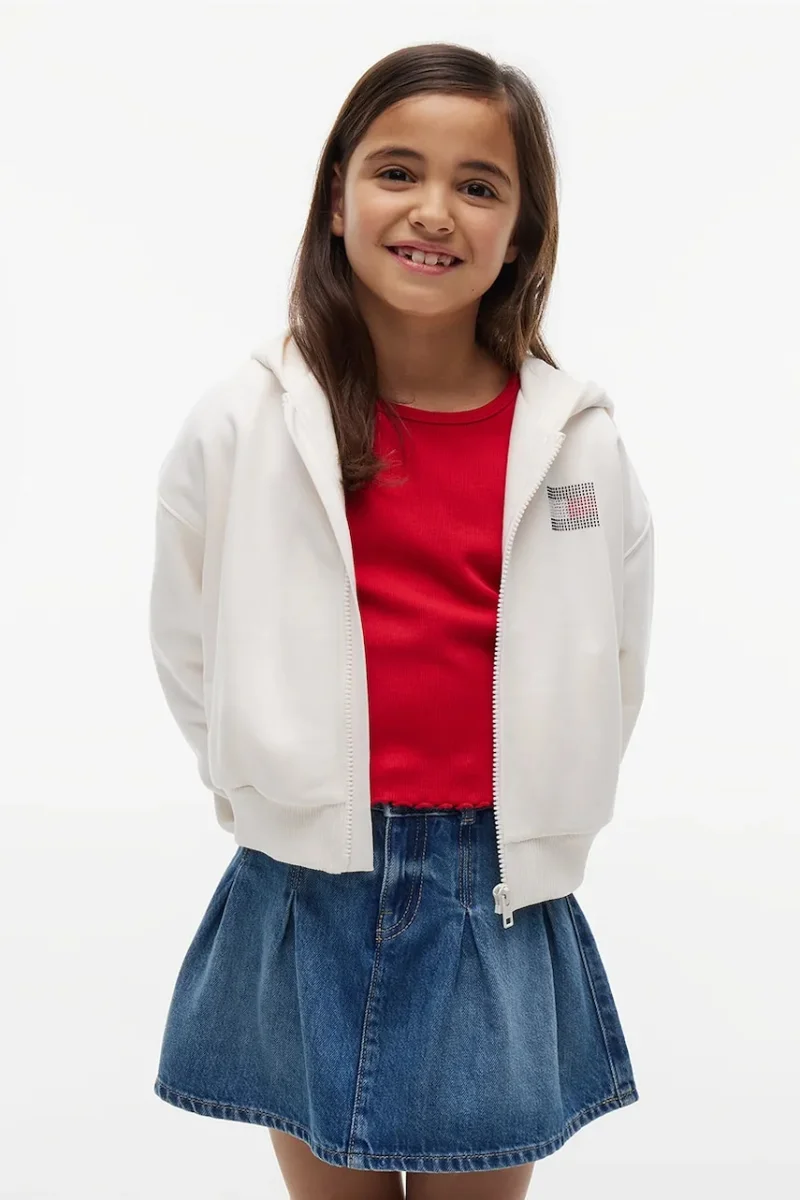 Tommy Hilfiger hanorac cu fermoar și glugă pentru copii cu bumbac