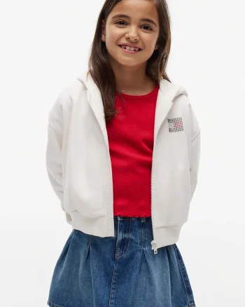 Tommy Hilfiger hanorac cu fermoar și glugă pentru copii cu bumbac