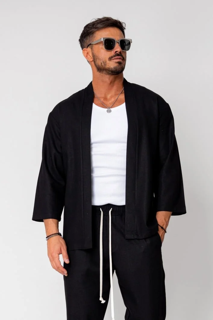 Bluza Tulum Jacheta tip kimono Black