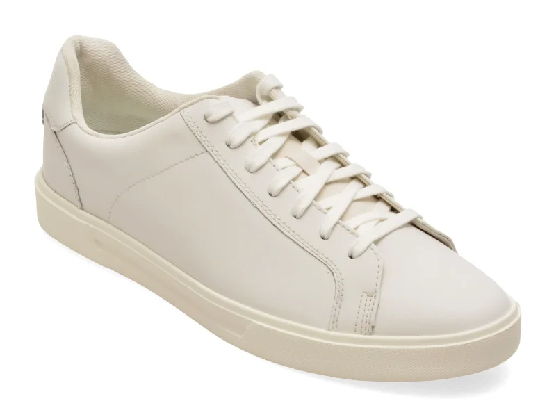 Pantofi sport CLARKS albi, ROMSLAC, din piele naturala