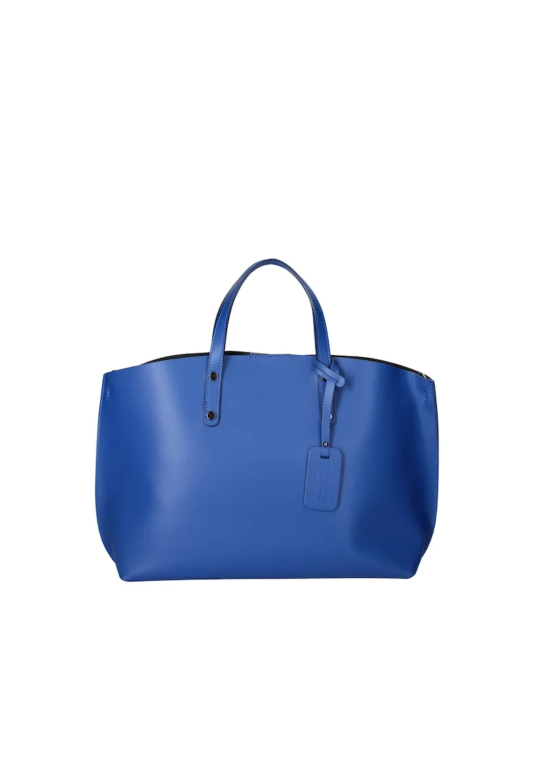 Geanta shopper din piele, Albastru