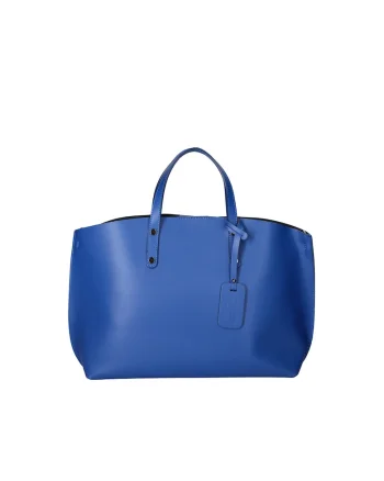 Geanta shopper din piele, Albastru