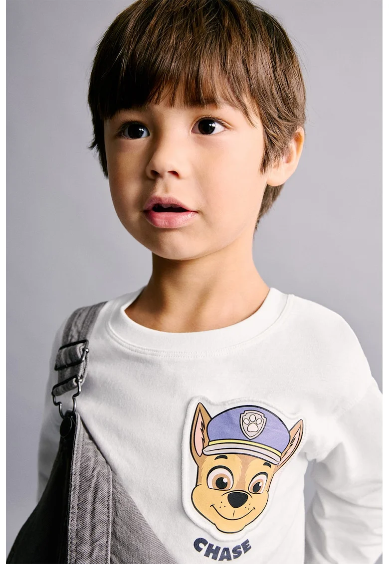 Bluza din bumbac cu imprimeu Paw Patrol, Alb/Caramel