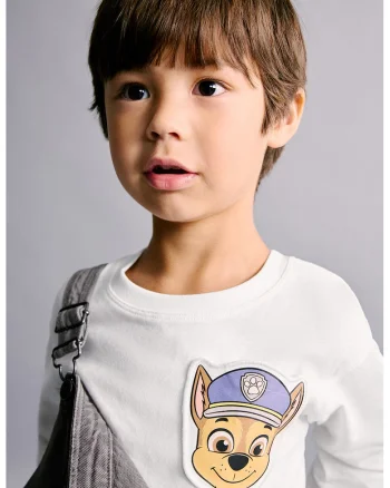 Bluza din bumbac cu imprimeu Paw Patrol, Alb/Caramel