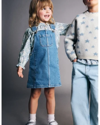 Bluza din bumbac cu model, Alb/Albastru deschis