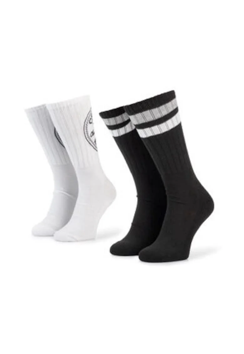 Sosete unisex  set 2 perechi, inalte, negru/alb,