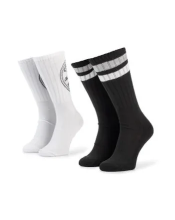 Sosete unisex  set 2 perechi, inalte, negru/alb,