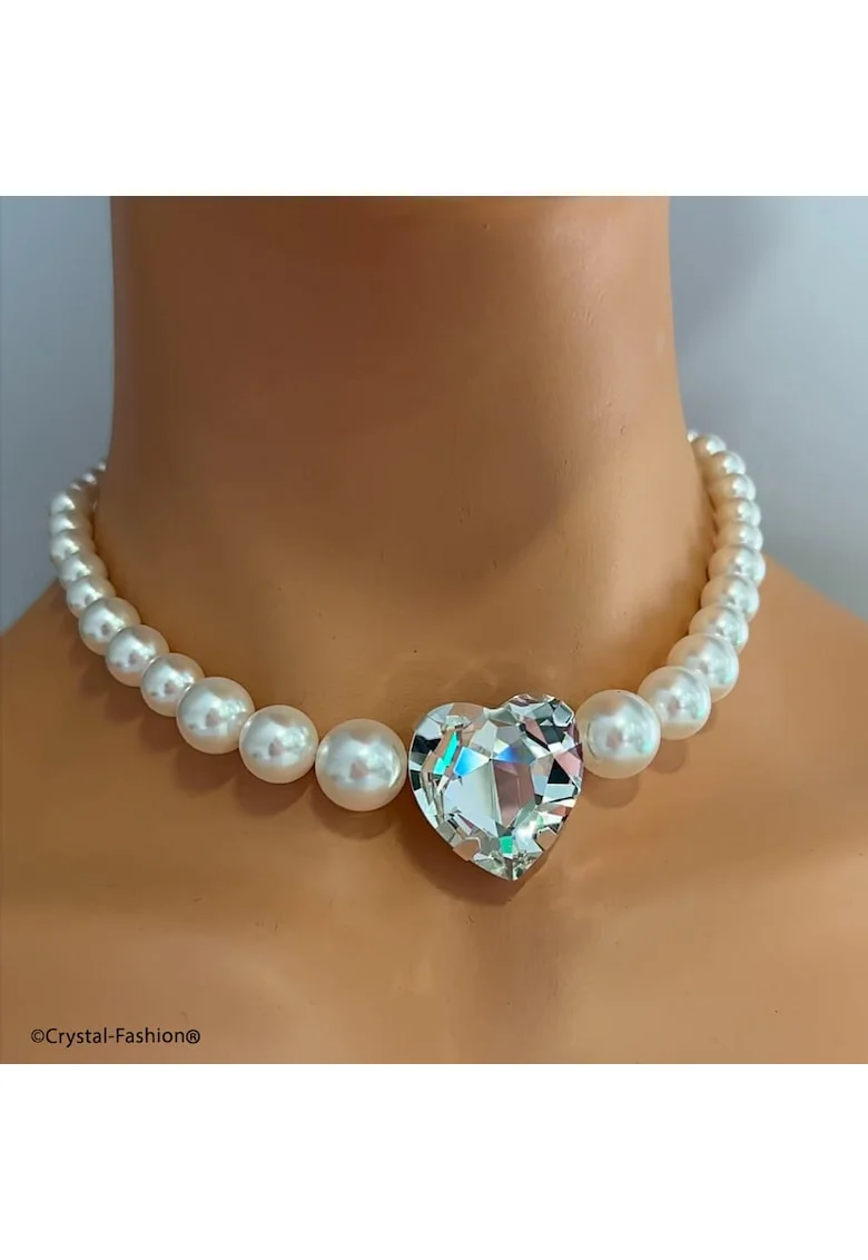 Colier cu perle si cristale Swarovski® Patricia Heart
