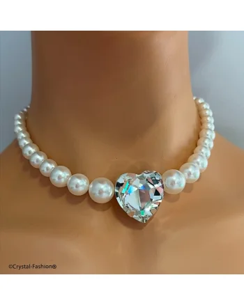 Colier cu perle si cristale Swarovski® Patricia Heart