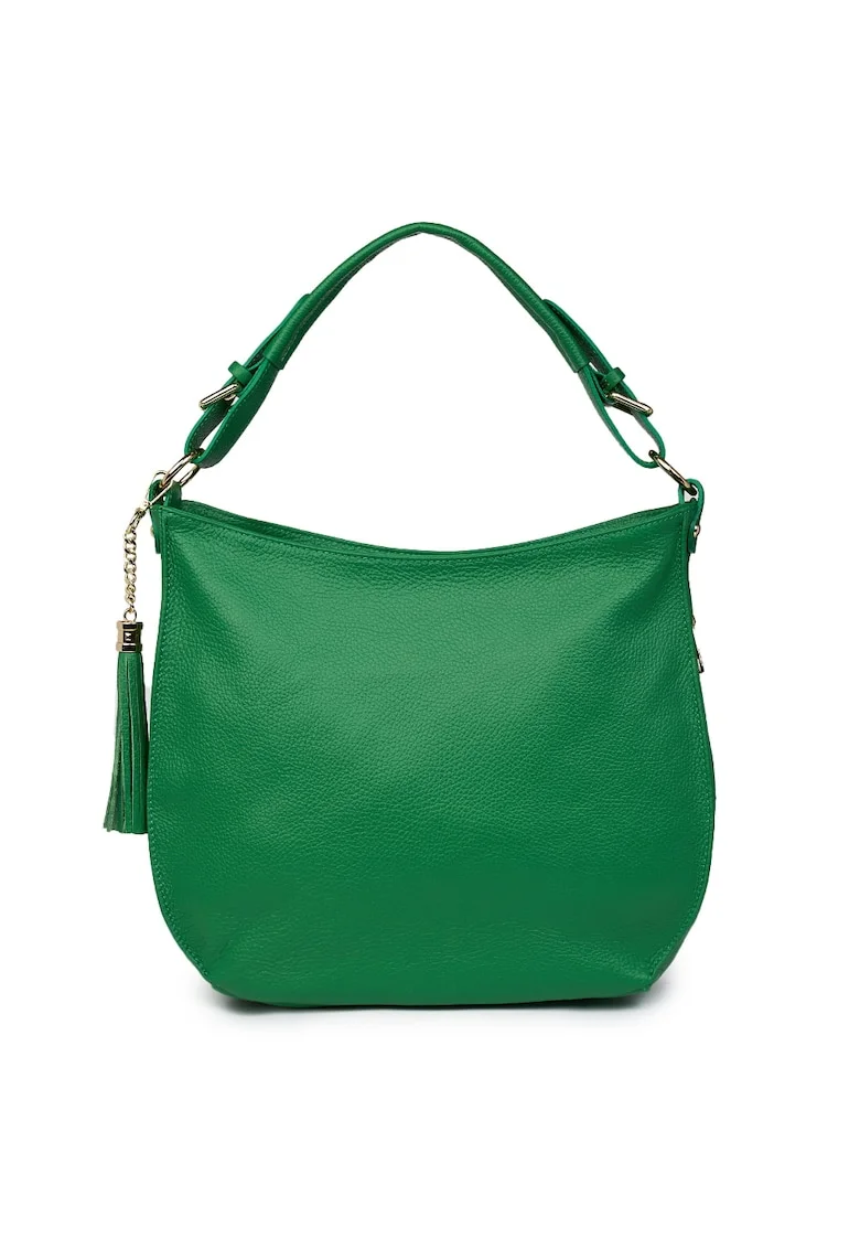 Geanta dama din piele naturala Edina verde, 29x36cm