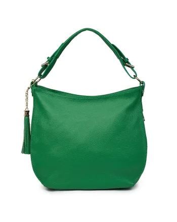 Geanta dama din piele naturala Edina verde, 29x36cm