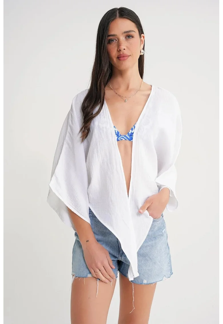 Bluze dama,  bluza bolero, texturata, ivory, bumbac