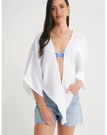 Bluze dama,  bluza bolero, texturata, ivory, bumbac