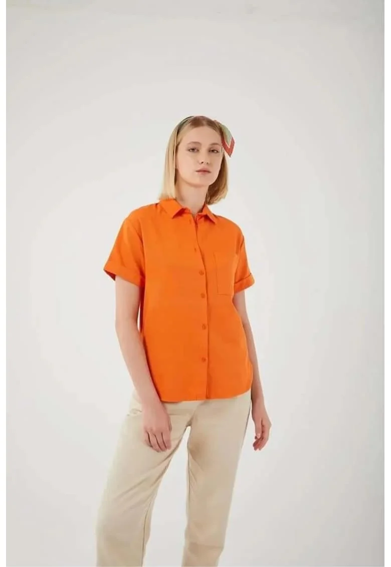 Camasa  Slim Fit, Portocaliu Aprins, Textil