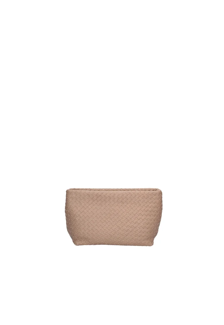 Geanta shopper de piele cu aspect tesut, Maro taupe