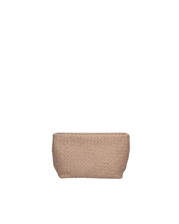 Geanta shopper de piele cu aspect tesut, Maro taupe
