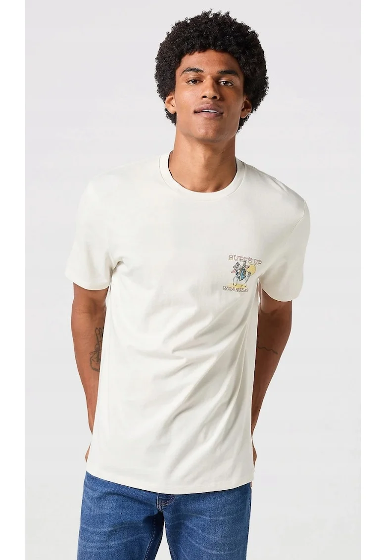Tricou barbati,  GRAPHIC TEE, bumbac, alb, maneca scurta, croiala regular fit